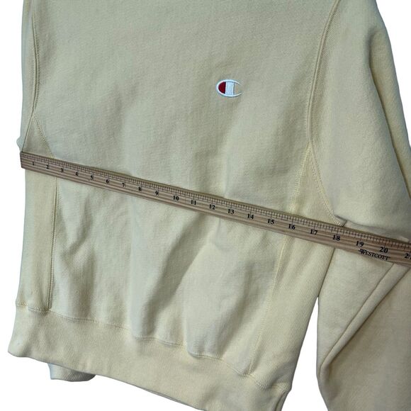 Champion Reverse Weave Sweatshirt Women’s XS Pale Yellow Crewneck Pullover Logo - Picture 10 of 11